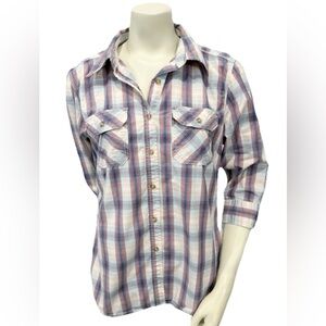 Carhartt Women’s Plaid Button Up Shirt L (12/14) Long Sleeve Casual Workwear